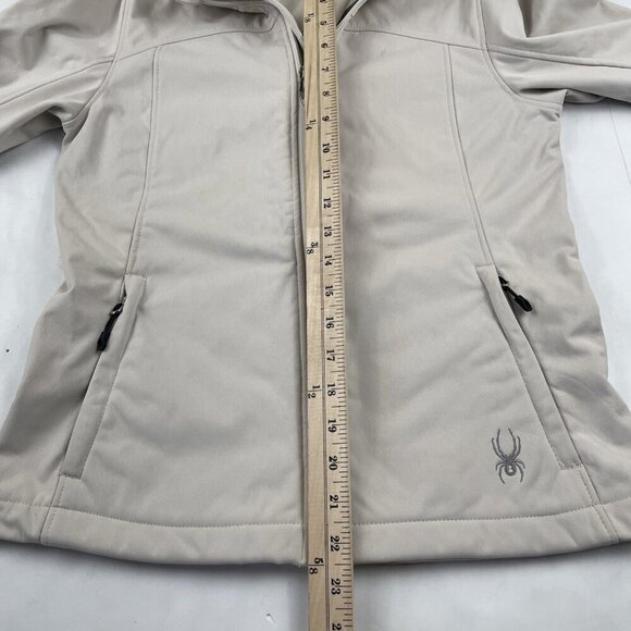 Spyder Hooded Softshell Jacket Women’s S Fleece Lined Polyester White Full Zip - Picture 5 of 11